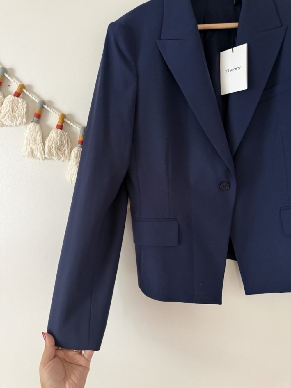 Theory Brince B Traceable Wool Single Breasted Sea Blue Blazer Careerwear NWT 12 - Picture 4 of 11